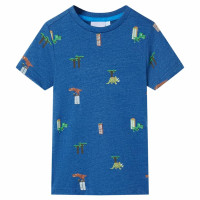 Produktbild för T-shirt för barn mörkblå melerad 140