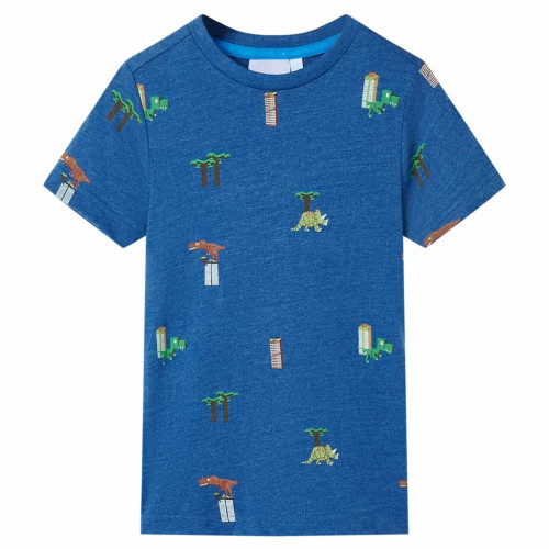 vidaXL T-shirt för barn mörkblå melerad 140