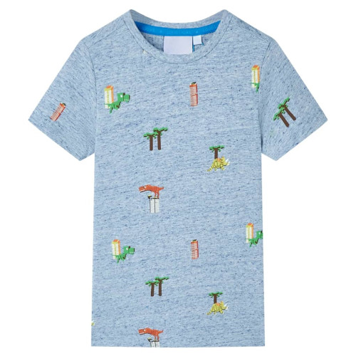 vidaXL T-shirt för barn blå melange 104