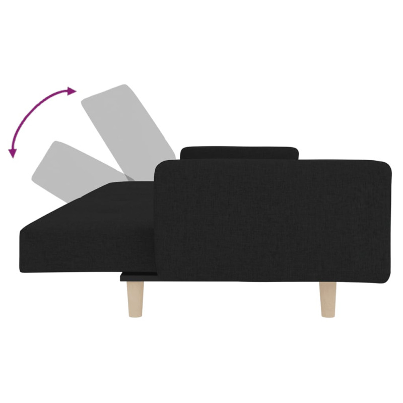 Produktbild för Bäddsoffa 2-sits med två kuddar svart tyg