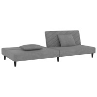 Produktbild för Bäddsoffa 2-sits med två kuddar ljusgrå sammet
