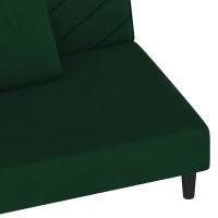 Miniatyr av produktbild för Bäddsoffa 2-sits med två kuddar mörkgrön sammet