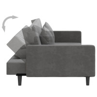 Produktbild för Bäddsoffa 2-sits med två kuddar mörkgrå sammet