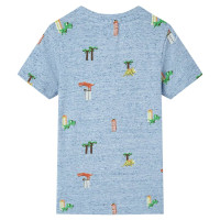 Produktbild för T-shirt för barn blå melange 140