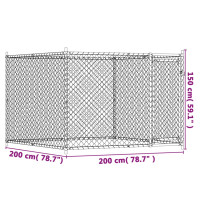 Produktbild för Hundgård med dörr grå 2x2x1,5 cm galvaniserat stål