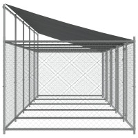 Produktbild för Hundgård med tak och dörrar grå 10x2x2 cm galvaniserat stål