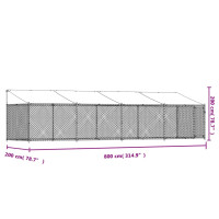 Produktbild för Hundgård med tak och dörr grå 8x2x2 cm galvaniserat stål