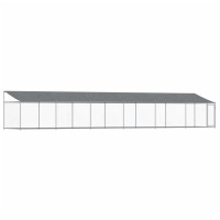 Produktbild för Hundgård med tak och dörr grå 12x2x2 cm galvaniserat stål