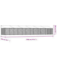 Produktbild för Hundgård med tak och dörr grå 12x2x2 cm galvaniserat stål