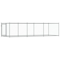 Produktbild för Hundgård med dörr grå 6x2x1,5 cm galvaniserat stål