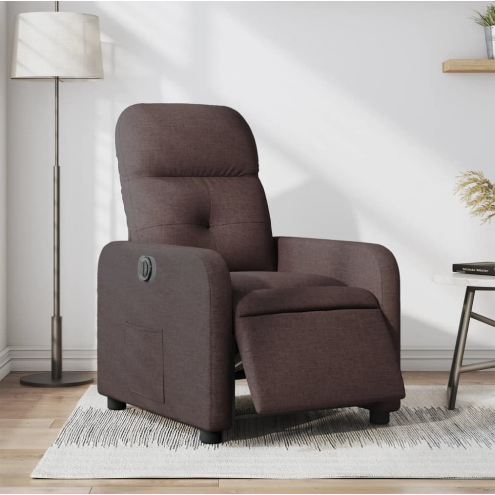 Produktbild för Elektrisk reclinerfåtölj mörkbrun tyg