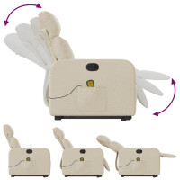 Miniatyr av produktbild för Massagefåtölj med uppresningshjälp gräddvit tyg