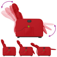 Produktbild för Massagefåtölj med uppresningshjälp röd konstläder