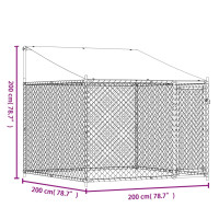 Produktbild för Hundgård med tak och dörr grå 2x2x2 cm galvaniserat stål