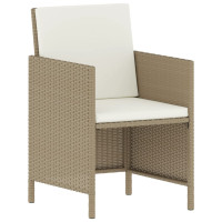 Produktbild för Matgrupp med dynor för trädgården 6 delar beige konstrotting