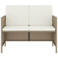 Produktbild för Matgrupp med dynor för trädgården 6 delar beige konstrotting
