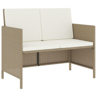 Produktbild för Matgrupp med dynor för trädgården 6 delar beige konstrotting