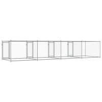 Produktbild för Hundgård med dörrar grå 8x2x1,5 cm galvaniserat stål