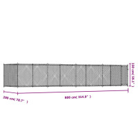 Produktbild för Hundgård med dörr grå 8x2x1,5 cm galvaniserat stål