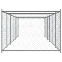 Miniatyr av produktbild för Hundgård med dörr grå 12x2x1,5 cm galvaniserat stål