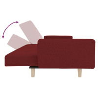Produktbild för Bäddsoffa 2-sits med två kuddar vinröd tyg