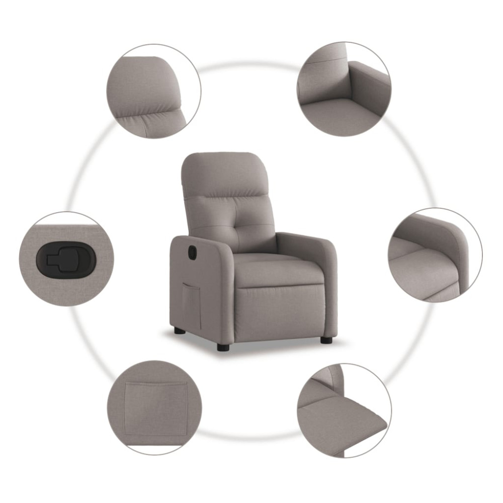 Produktbild för Reclinerfåtölj taupe tyg