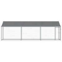 Produktbild för Hundgård med tak och dörr grå 6x2x2 cm galvaniserat stål