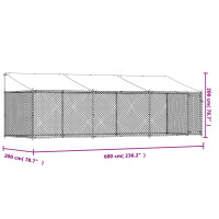 Produktbild för Hundgård med tak och dörr grå 6x2x2 cm galvaniserat stål