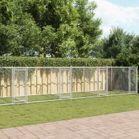 Produktbild för Hundgård med dörrar grå 10x2x1,5 cm galvaniserat stål