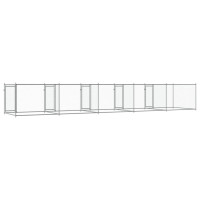 Produktbild för Hundgård med dörrar grå 10x2x1,5 cm galvaniserat stål