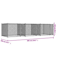 Produktbild för Hundgård med dörrar grå 6x2x1,5 cm galvaniserat stål