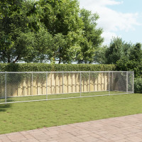 Produktbild för Hundgård med dörr grå 10x2x1,5 cm galvaniserat stål