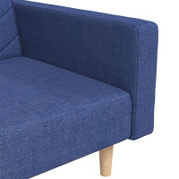 Produktbild för Bäddsoffa 2-sits med två kuddar blå tyg