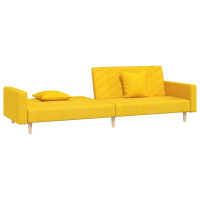 Produktbild för Bäddsoffa 2-sits med två kuddar gul tyg