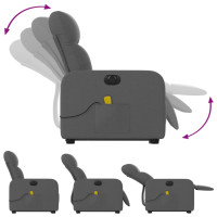 Miniatyr av produktbild för Elektrisk massagefåtölj med uppresningshjälp mörkgrå tyg