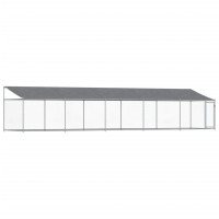 Produktbild för Hundgård med tak och dörr grå 10x2x2 cm galvaniserat stål
