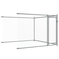 Produktbild för Hundgård med dörrar grå 4x2x1,5 cm galvaniserat stål