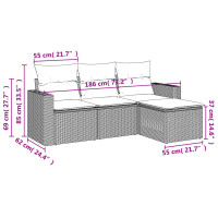 Produktbild för Soffgrupp för trädgård med dynor 4 delar beige konstrotting