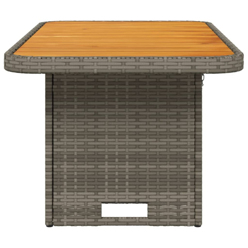 Produktbild för Trädgårdsbord grå 90x55x71 cm konstrotting och akaciaträ