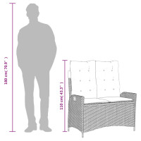 Produktbild för Justerbar trädgårdsbänk med dynor ljusgrå konstrotting