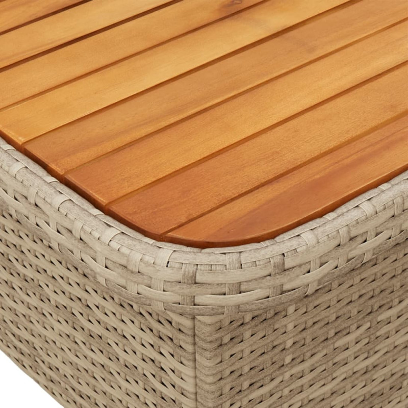 Produktbild för Trädgårdsbord beige 110x110x71 cm konstrotting och akaciaträ