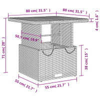 Produktbild för Trädgårdsbord svart 80x80x71 cm konstrotting och akaciaträ