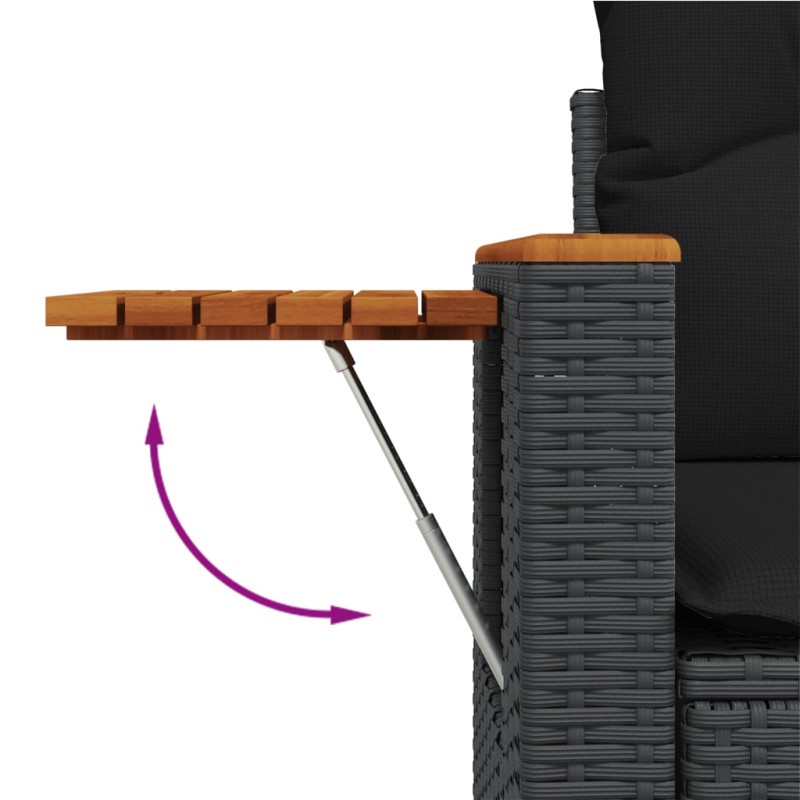 Produktbild för Trädgårdssoffa 2-sits med dynor konstrotting svart