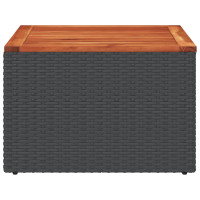 Produktbild för Trädgårdsbord svart 55x55x37 cm konstrotting och akaciaträ