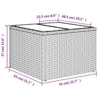 Produktbild för Trädgårdsbord med glasskiva grå 55x55x37 cm konstrotting