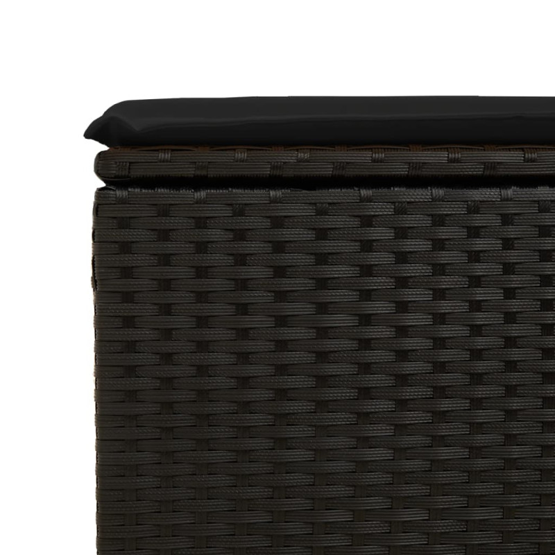Produktbild för Trädgårdspall med dyna svart 55x55x37 cm konstrotting