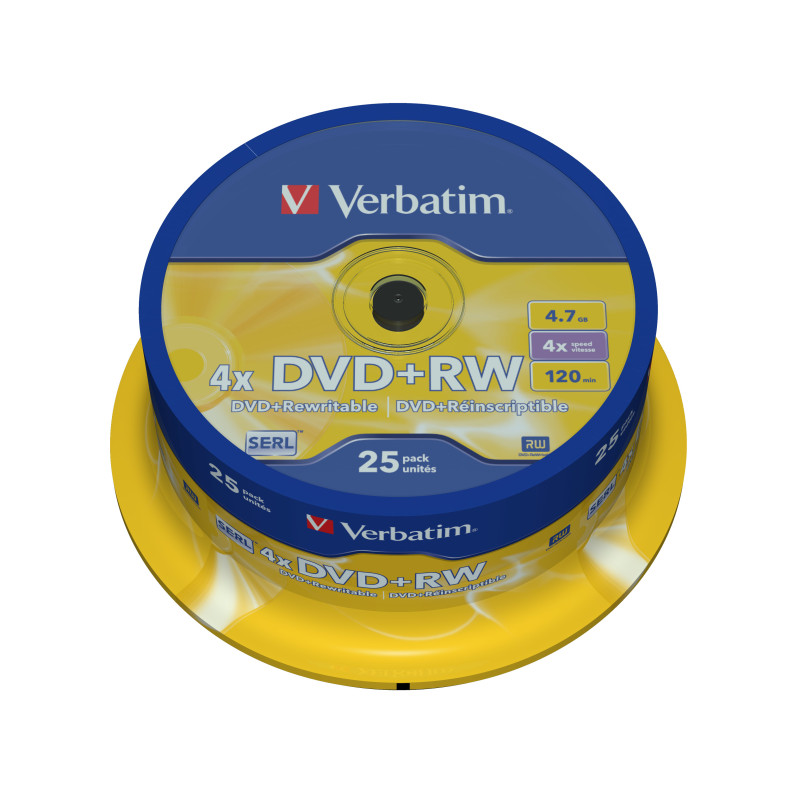 Produktbild för Verbatim DVD+RW Matt Silver 4,7 GB 25 styck
