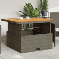 Produktbild för Trädgårdsbord grå 110x110x71 cm konstrotting och akaciaträ