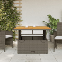 Produktbild för Trädgårdsbord grå 110x110x71 cm konstrotting och akaciaträ