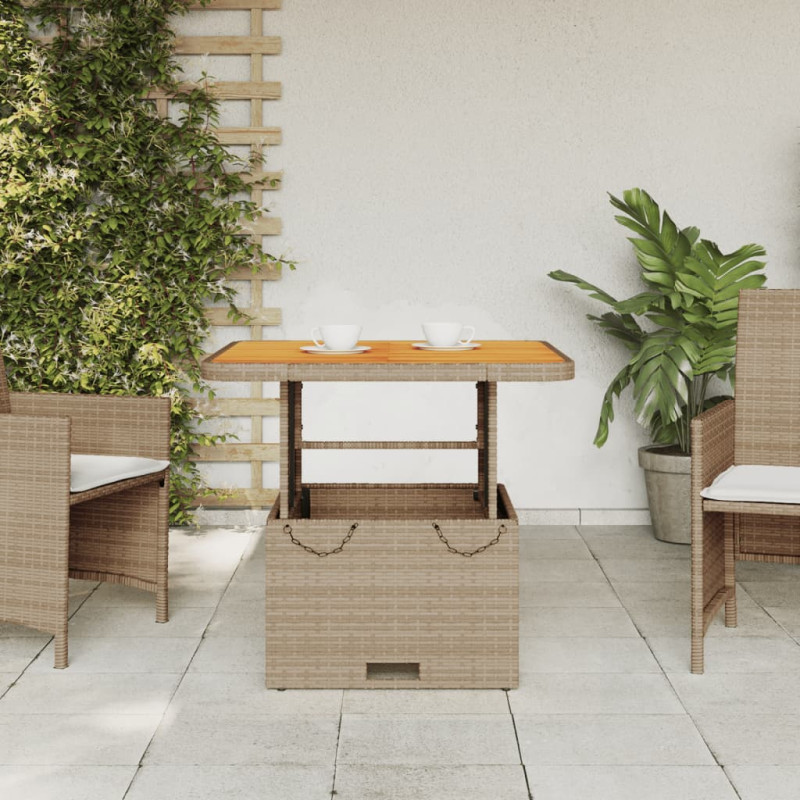 Produktbild för Trädgårdsbord beige 80x80x71 cm konstrotting och akaciaträ